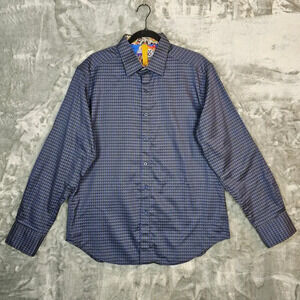 Robert Graham Shirt Mens L Grey Geometric Flipped Cuff Workwear The Last Laugh